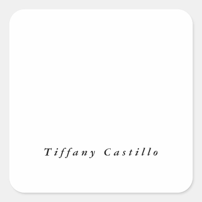 Simple Plain Elegant Modern Square Sticker (Front)