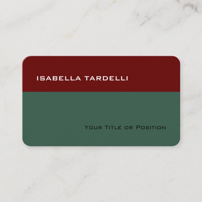 Simple Plain Elegant Premium Linen Business Card (Front)