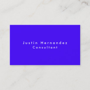 Simple Plain Elegant Ultramarine Blue Minimalist Business Card