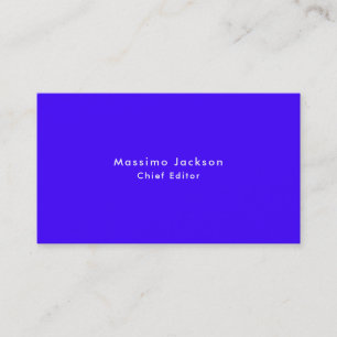 Simple Plain Elegant Ultramarine Blue Minimalist Business Card
