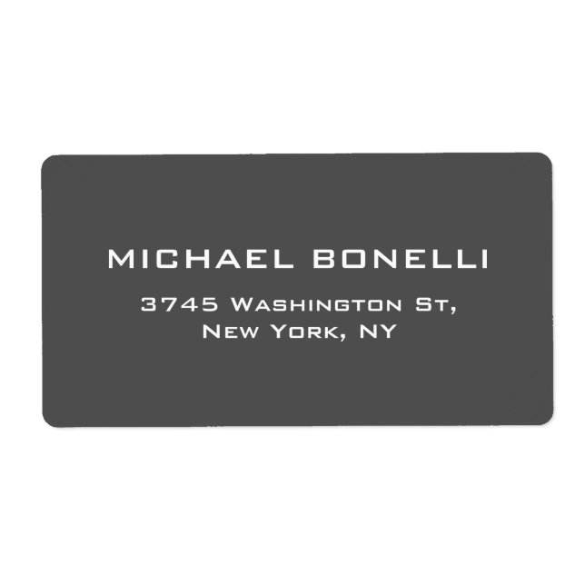 Simple Plain Grey Elegant Return Address Label (Front)