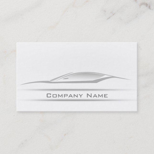Simple Plain Grey Line Car Business Card (Front)