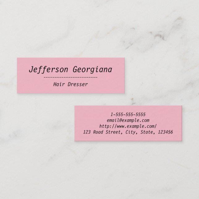 Simple & Plain Hair Dresser Business Card (Front/Back)
