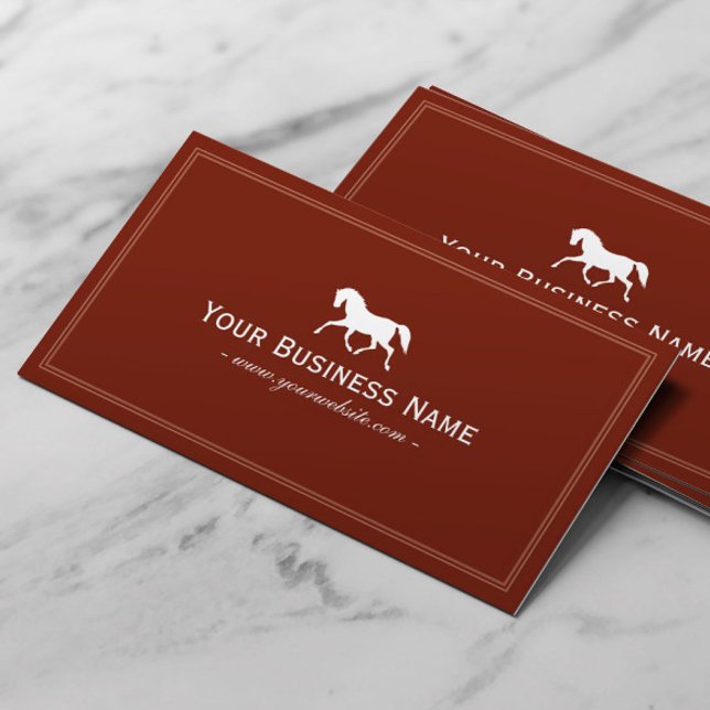 Simple Plain Horse Business Card (Red) (Creator Uploaded)