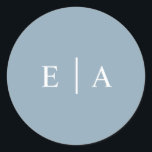 Simple plain light blue monogram wedding favour classic round sticker<br><div class="desc">Simple plain light blue monogram wedding favour Classic Round Sticker Can be fully customised to suit your needs. © Gorjo Designs. Printed by Zazzle. // Looking for matching items? Other stationery from the set available in the ‘collections’ section of my store. // Need help customising your design? Got other ideas?...</div>