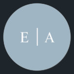 Simple plain light blue monogram wedding favour classic round sticker<br><div class="desc">Simple plain light blue monogram wedding favour Classic Round Sticker Can be fully customised to suit your needs. © Gorjo Designs. Printed by Zazzle. // Looking for matching items? Other stationery from the set available in the ‘collections’ section of my store. // Need help customising your design? Got other ideas?...</div>
