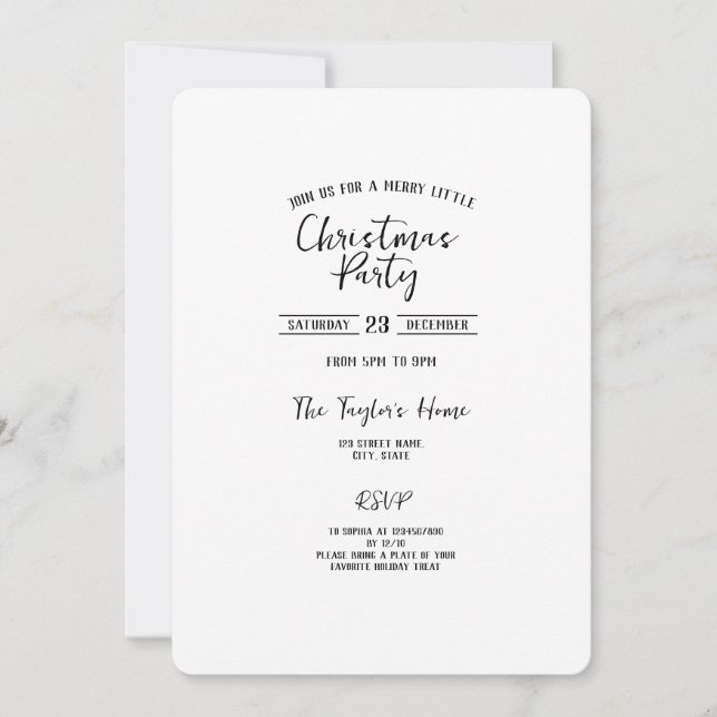 simple Plain Minimalist Christmas party Invitation (Front)