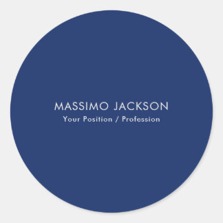 Simple Plain Minimalist Elegant Modern Blue Classic Round Sticker