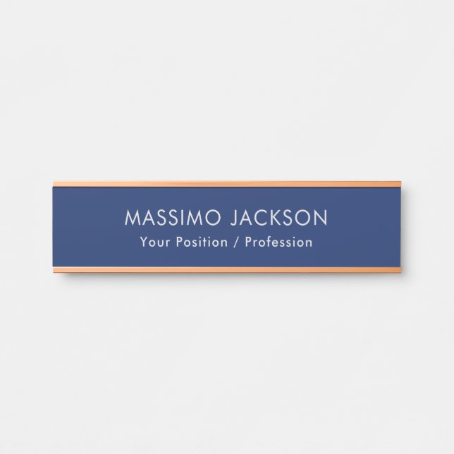 Simple Plain Minimalist Elegant Modern Blue Door Sign (Front)