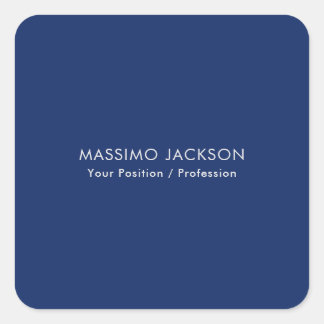 Simple Plain Minimalist Elegant Modern Blue Square Sticker