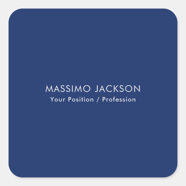 Simple Plain Minimalist Elegant Modern Blue Square Sticker (Front)