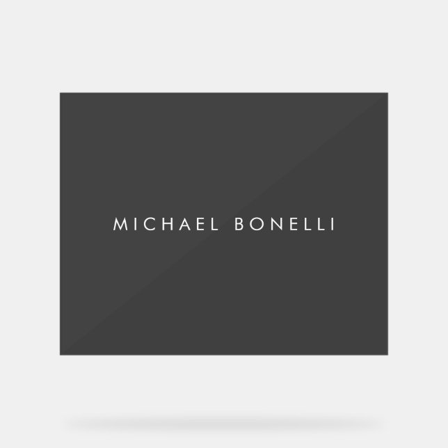 Simple Plain Minimalist Elegant Modern Grey Acrylic Sign (Front)