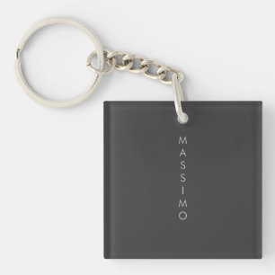 Simple Plain Minimalist Elegant Modern Grey Key Ring