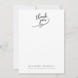 Simple Plain Minimalist Elegant Modern Name Thank Card