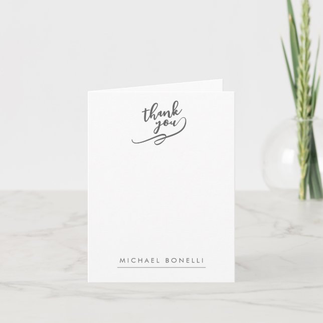 Simple Plain Minimalist Elegant Modern Name Thank  Note Card (Front)