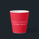 Simple Plain Minimalist Elegant Modern Red Latte Mug<br><div class="desc">Represent yourself with this modern,  elegant design. This template can be customised to meet all professional occupations.</div>