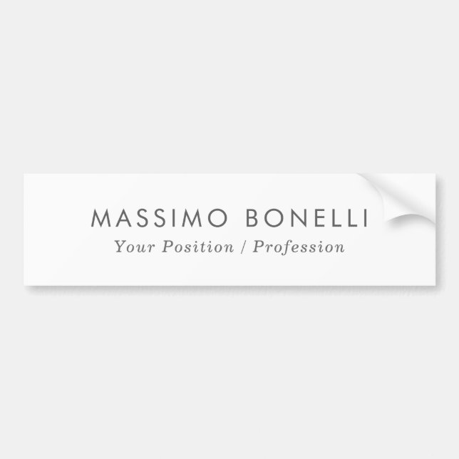 Simple Plain Minimalist Elegant Modern White Bumper Sticker (Front)