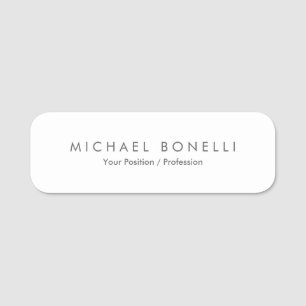 Simple Plain Minimalist Elegant Modern White Name Tag