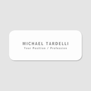 Simple Plain Minimalist Elegant Modern White Name Tag
