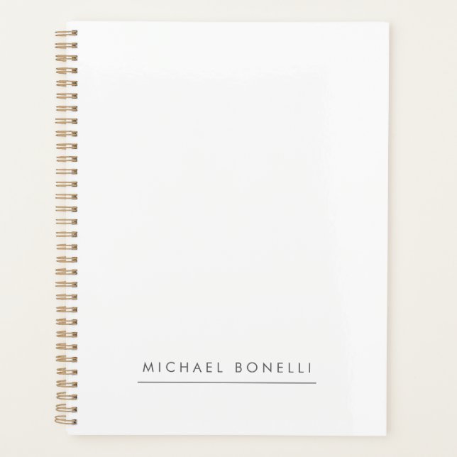 Simple Plain Minimalist Elegant Modern White Planner (Front)
