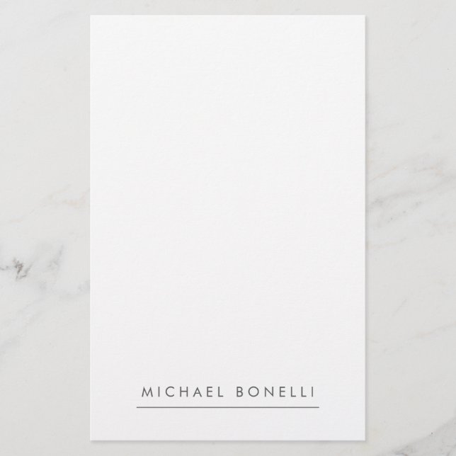 Simple Plain Minimalist Elegant Modern White Stationery (Front)