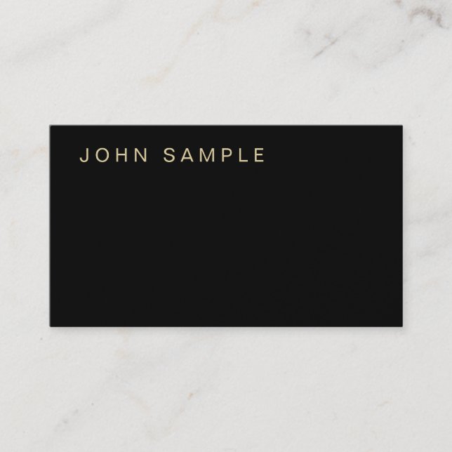 Simple Plain Modern Elegant Black Gold Stylish Business Card (Front)