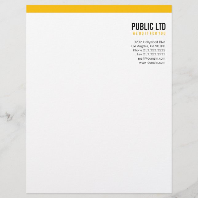 Simple plain modern elegant orange letterhead #1 (Front)