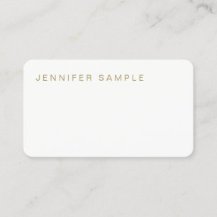 Simple Plain Modern Elegant White Gold Stylish Business Card