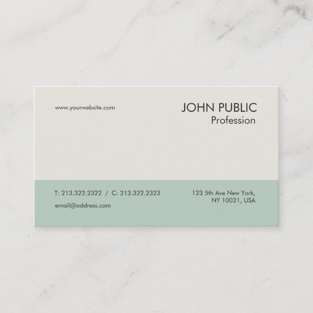 Simple Plain Modern Professional Beige Chic Business Card (Front)