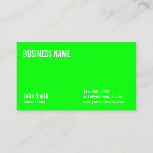Simple Plain Neon Green Consultant Business Card