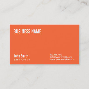 Simple Plain Orange Life Coach Business Card