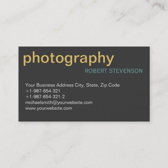 Simple Plain Photography Grey Business Card (Front)