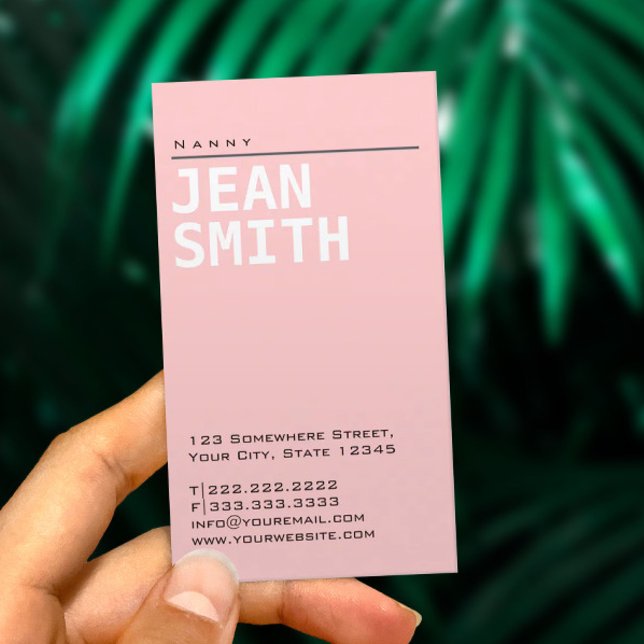 Simple Plain Pink Nanny Business Card (Creator Uploaded)