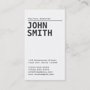 Simple Plain Political Scientist Business Card