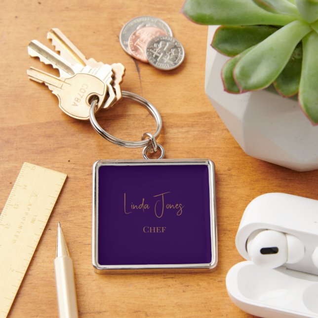 Simple plain purple key ring (Desk)