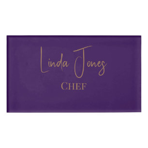 Simple plain purple name tag