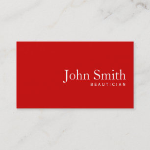 Simple Plain Red Beautician Business Card