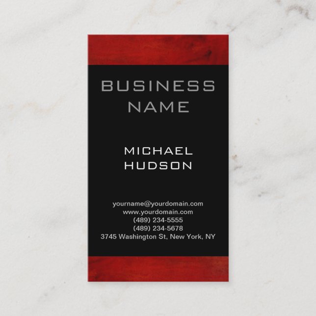 Simple Plain Red Black Consultant Business Card (Front)