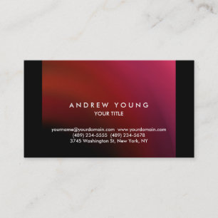 Simple Plain Red Black Professional Unique Business Card