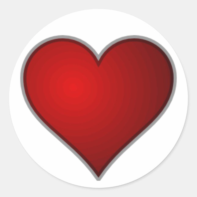 Simple Plain Red Heart Classic Round Sticker (Front)