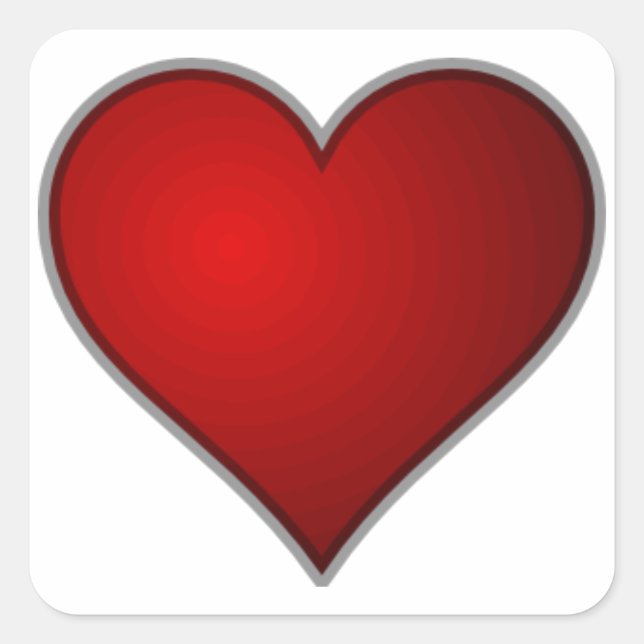 Simple Plain Red Heart Square Sticker (Front)