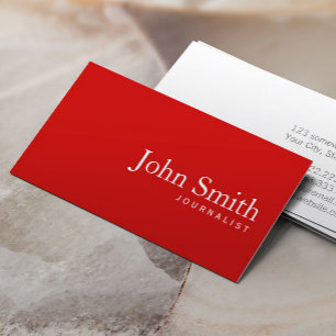 Simple Plain Red Journalist Business Card
