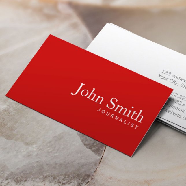 Simple Plain Red Journalist Business Card (Creator Uploaded)