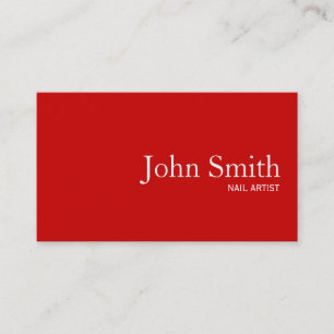 Simple Plain Red Nail Art Business Card