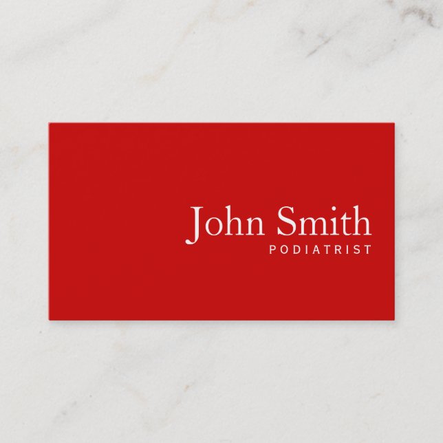 Simple Plain Red Podiatrist Business Card (Front)