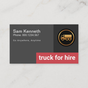 Simple Plain Red Tab Grey Box Truck Transport Business Card