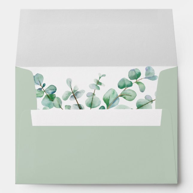 Simple Plain Sage Green Floral Eucalyptus Envelope (Back (Bottom))