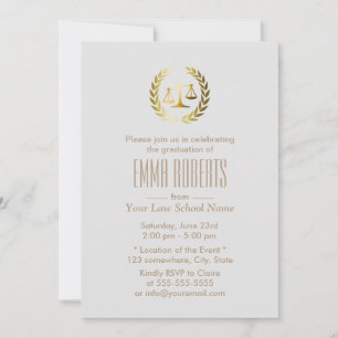 Simple Plain Silver Law School Graduation Invitation