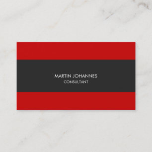 Simple Plain Stylish Grey Red Business Card