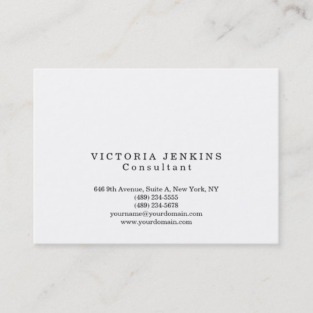 Simple Plain Trendy White Professional Creative Business Card (Front)